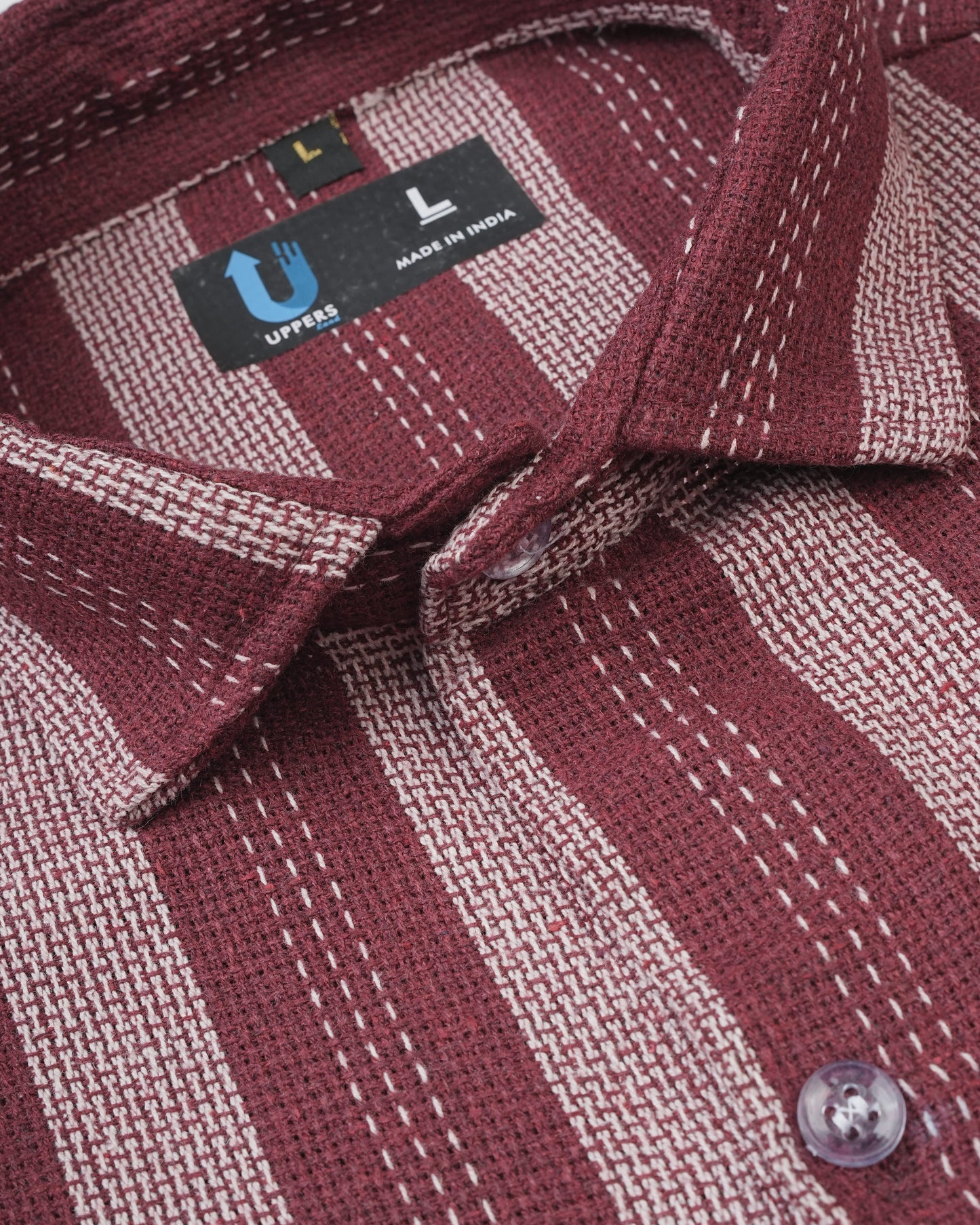 Full Sleeve Cotton Dobby Maroon & White Lining Shirt