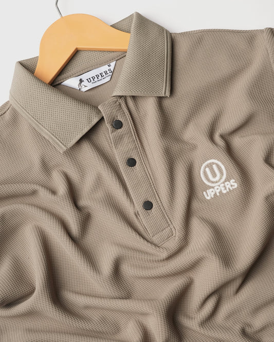 Embroidery Logo with Half Sleeve, Imported Polo Plain Brown T-Shirt